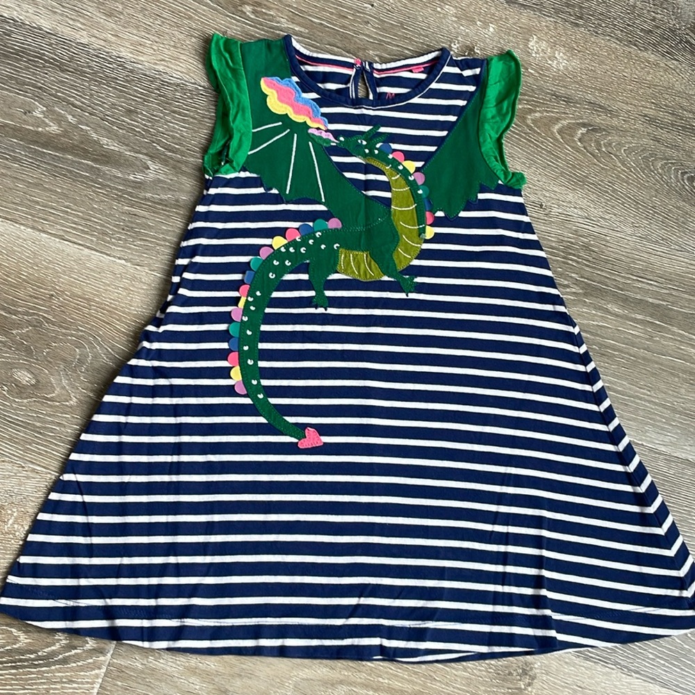 Mini Boden Dragon Appliqué Dress 4-5Y
